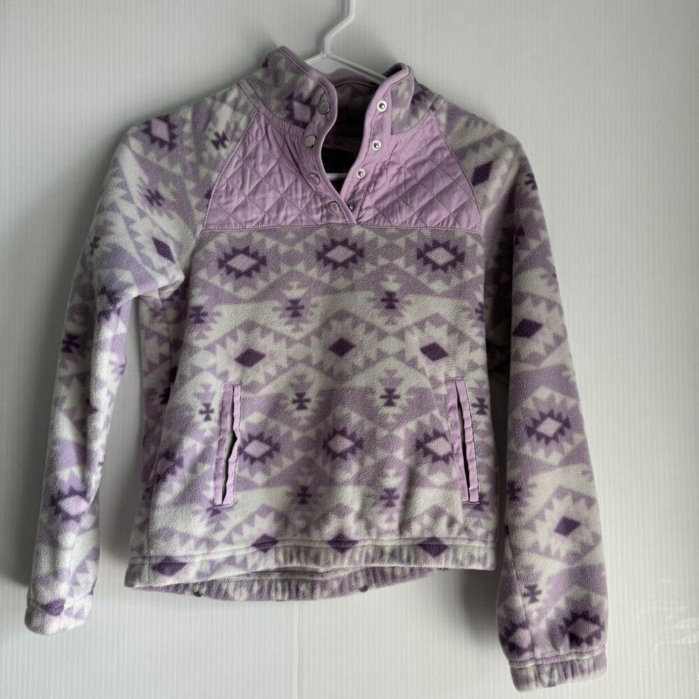 Kyodan Girls Fleece Pullover Jacket Aztec Print Long Sleeve Purple